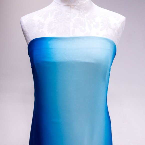 Y2K Vintage 8 Silk Dress Ombre Tie Dye Printed Strapless Long Maxi Formal - Picture 3 of 12